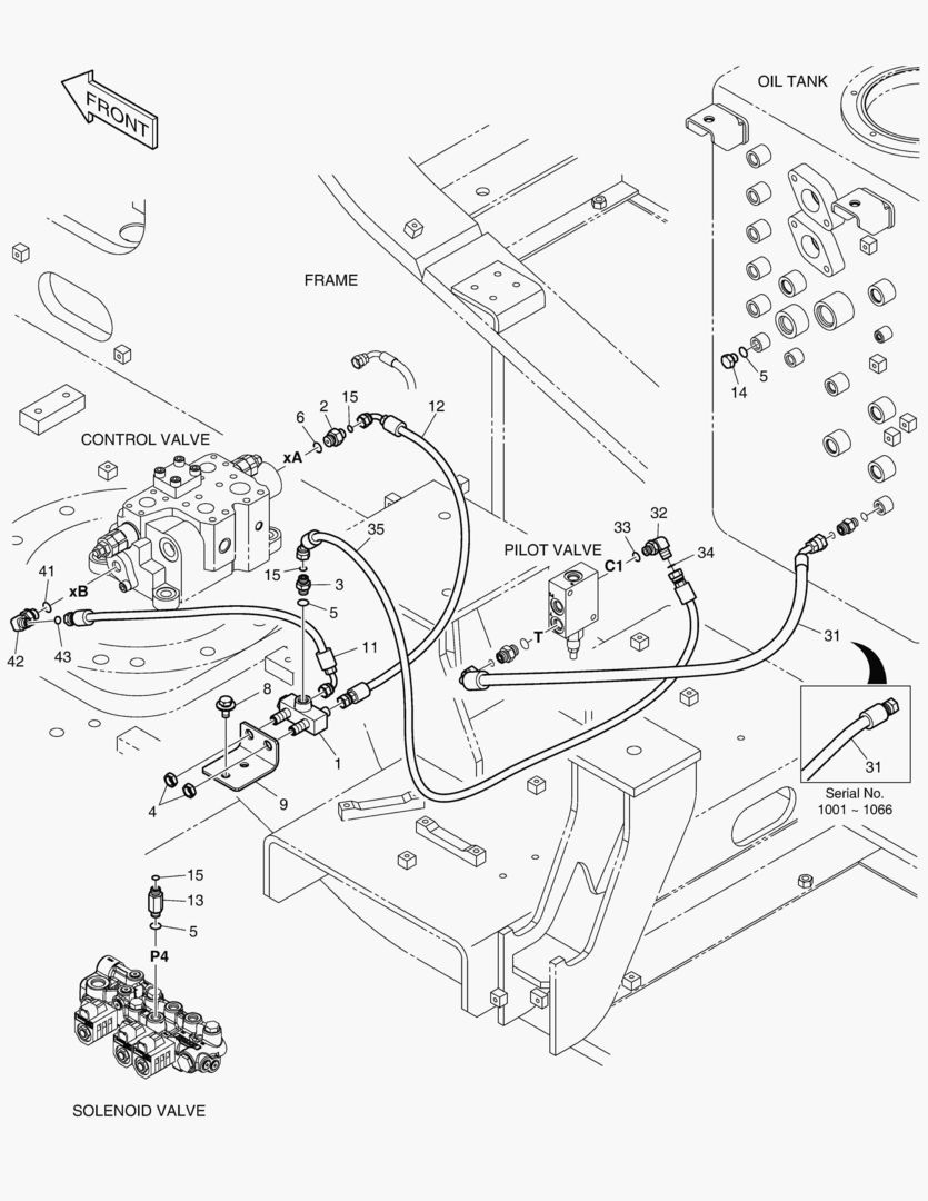 ТРУБОПРОВОД СЕРВОУПРАВЛЕНИЯ(1) - ШАРНИРНАЯ СТРЕЛА