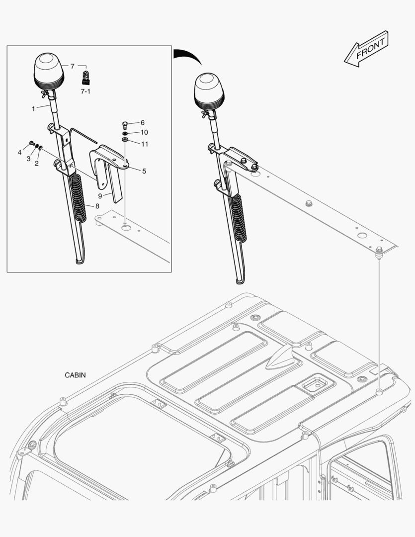 7490 TELESCOPIC BEACON - WITH LAMP(ROPS)