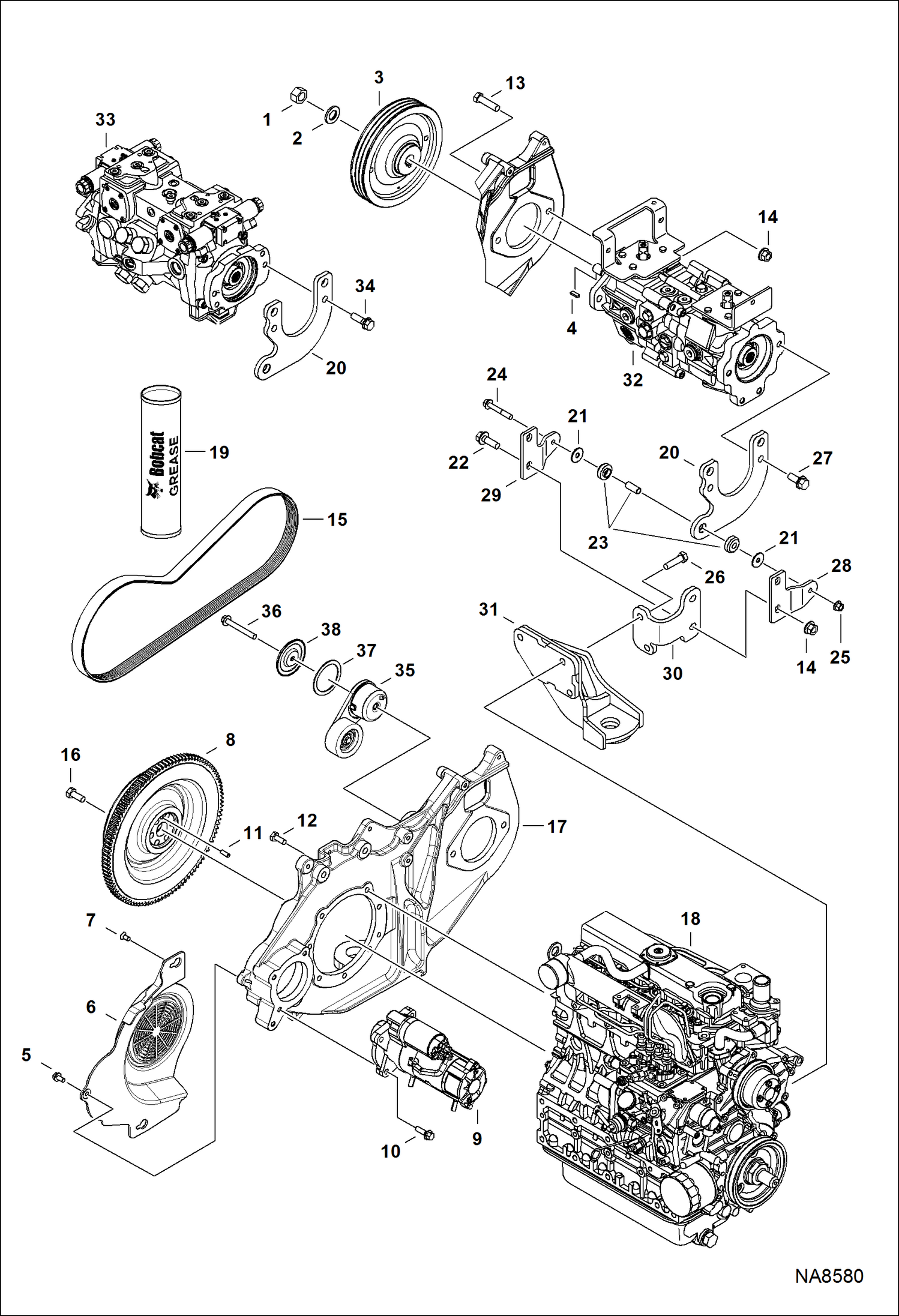 ДВИГАТЕЛЬ И КРЕПЕЖНЫЕ ДЕТАЛИ (СИСТЕМА РЕМНЕЙ ПРИВОДА) (B1E611001 - B1E6)
