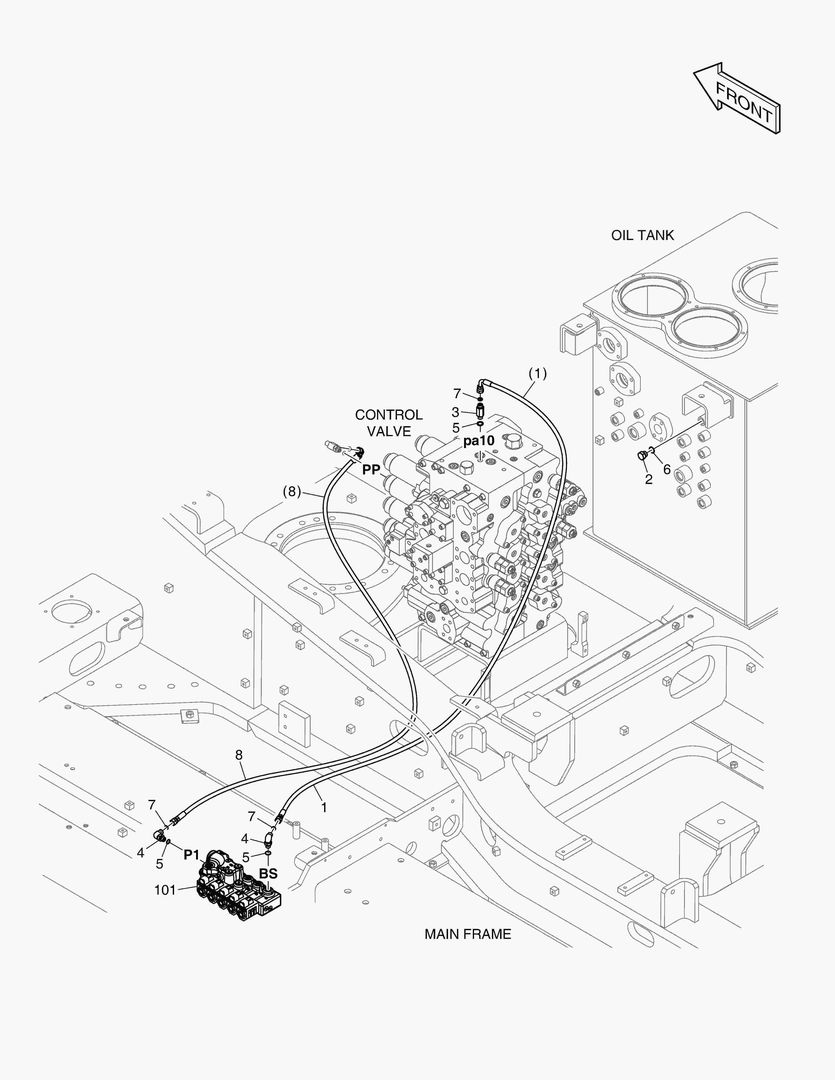 ТРУБОПРОВОД СЕРВОУПРАВЛЕНИЯ - 2 НАСОСА(ОДИН ПУТЬ)