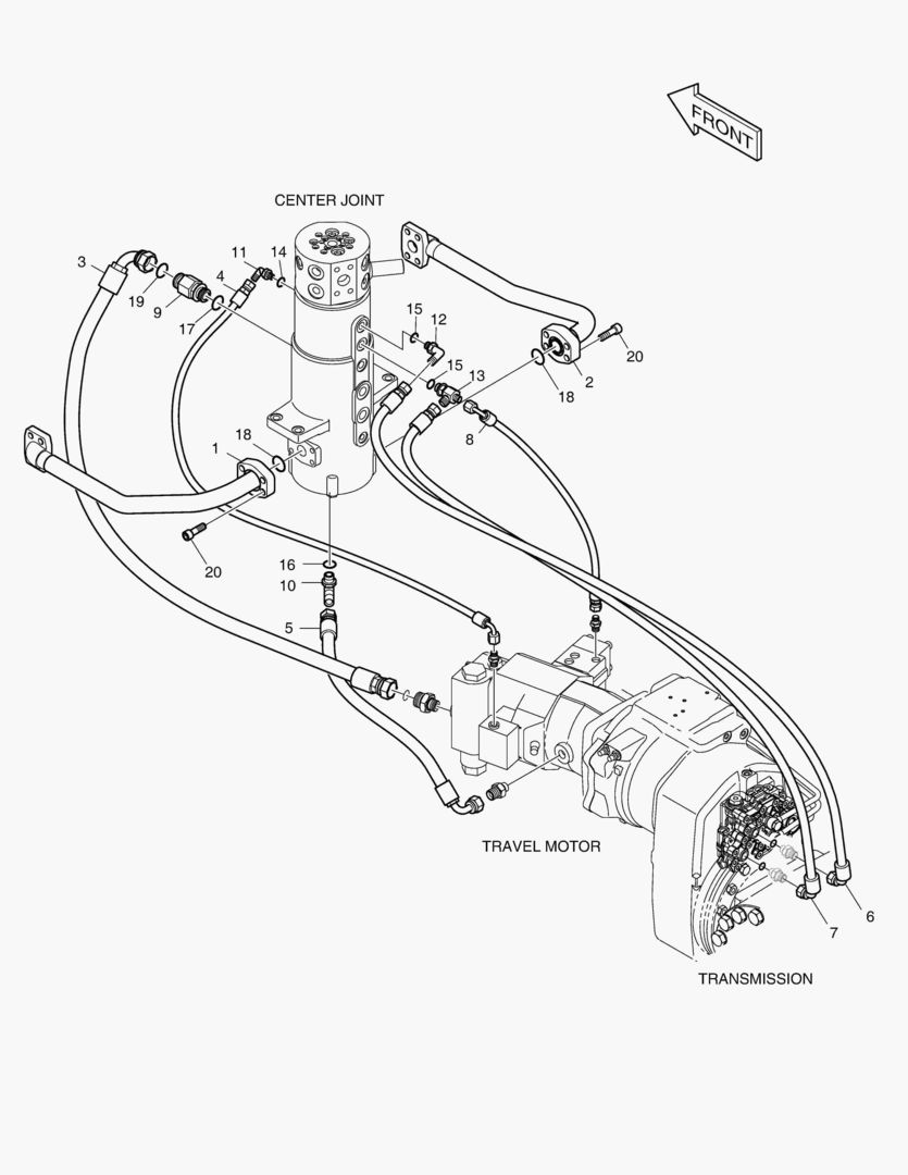 Схема СИСТЕМА ТРУБОПРОВОДА КАРДАННОГО ВАЛА - ПОВОРОТНОЕ СОЕДИНЕНИЕ