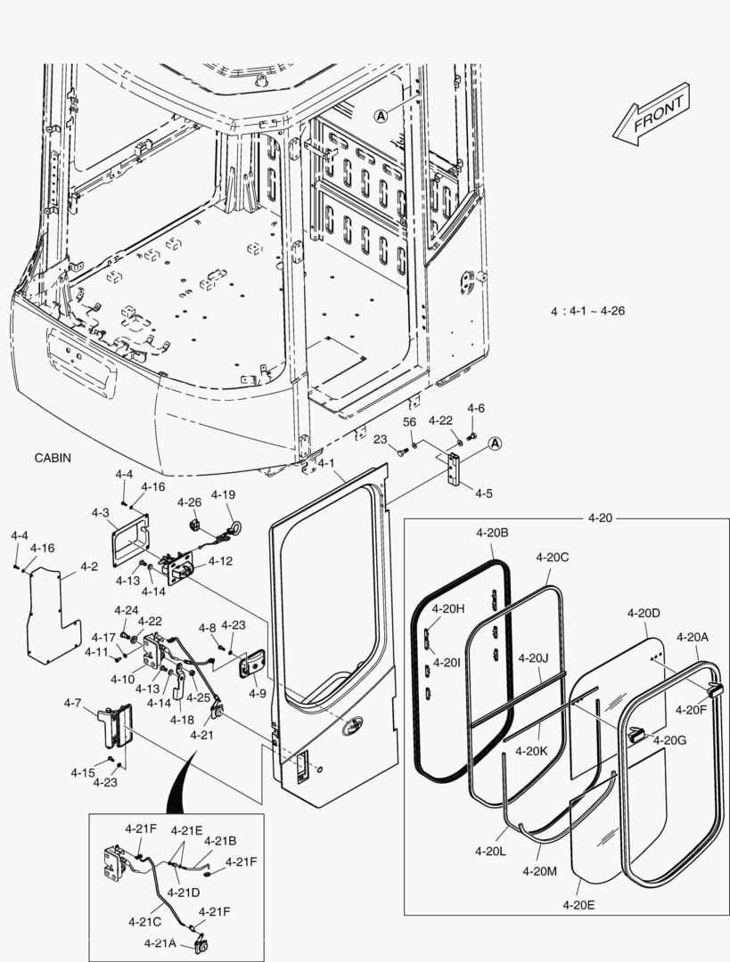 КАБИНА(3) - ДВЕРЬ В СБОРЕ(ЛЕВОСТОРОННИЙ)