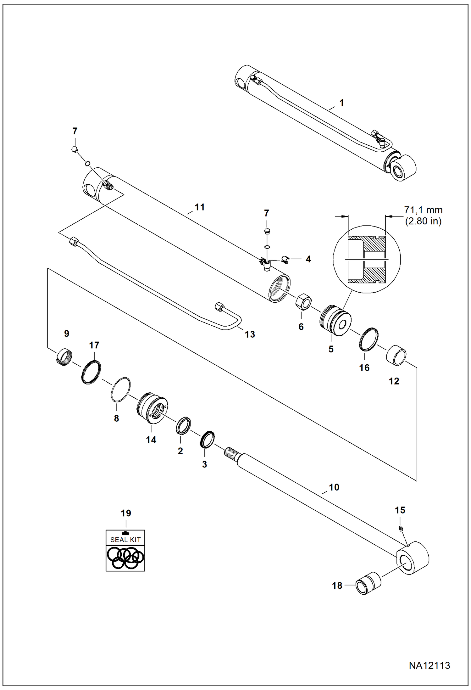 ГИДРОЦИЛИНДР ПОДЪЕМА (71,1 ММ - 2.80-- ДЛИНА ПОРШНЯ)