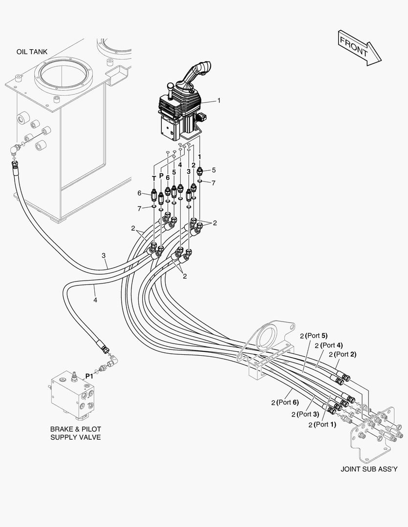 ТРУБОПРОВОД СЕРВОУПРАВЛЕНИЯ - ДЖОЙСТИК(3 ИЛИ 4 КАТУШКИ)