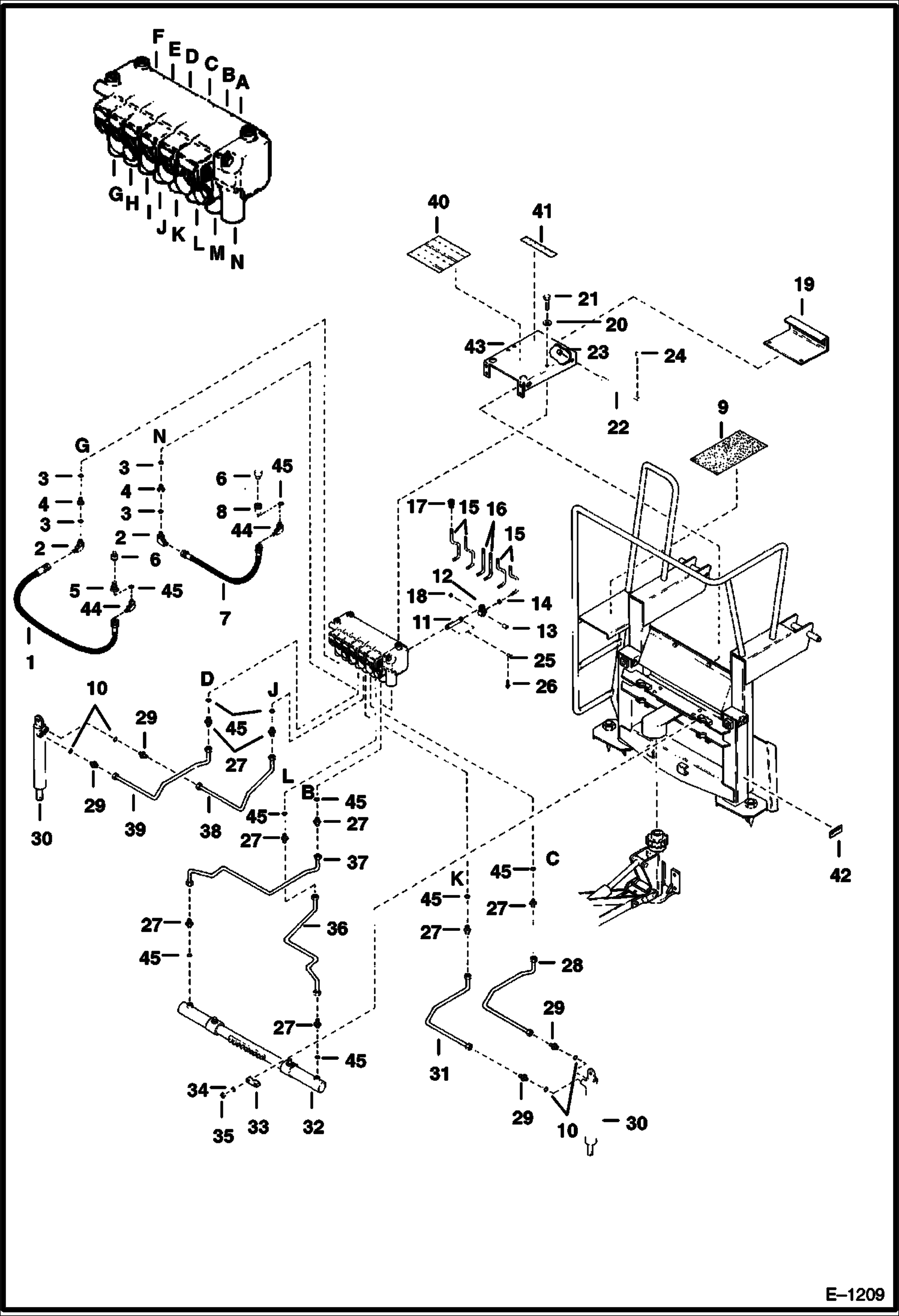 Схема ЭКСКАВАТОР-ПОГРУЗЧИК (ГИДРАВЛИКА ОСНОВНОЙ РАМЫ) (908A)