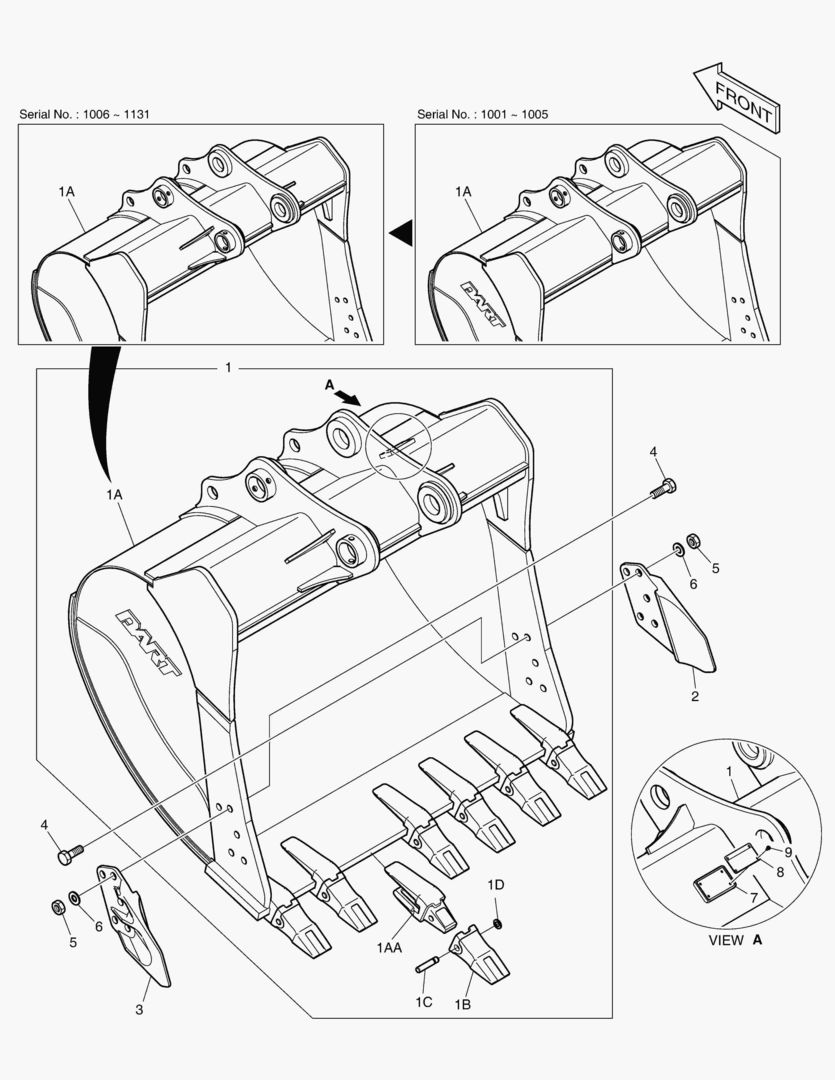 7030 BUCKET ASS`Y - 1.49mВі(63`) - SIDE PIN