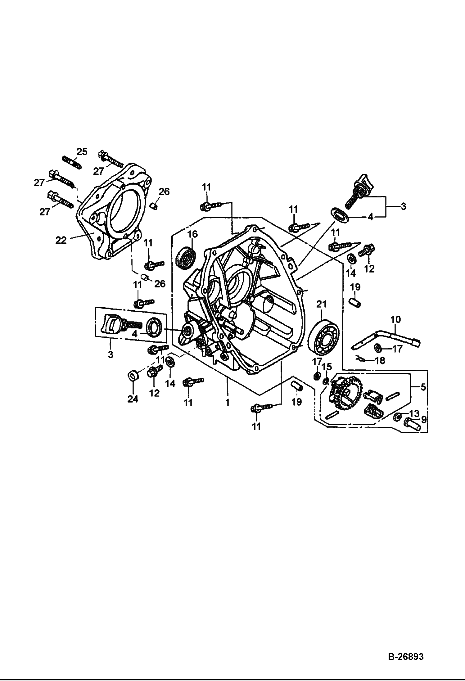 Схема HONDA ДВИГАТЕЛЬ (КРИВОШИПНАЯ КОРОБКА)
