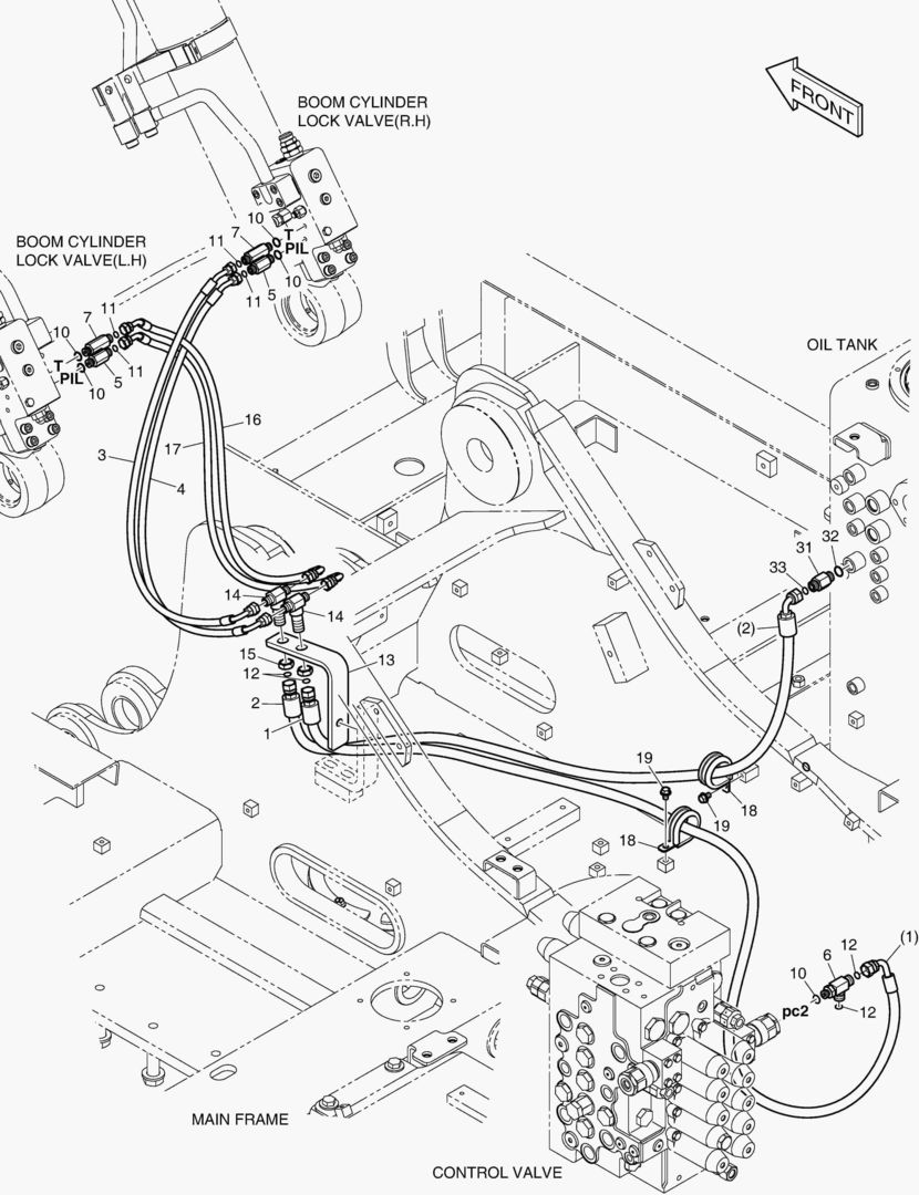 ТРУБОПРОВОД СЕРВОУПРАВЛЕНИЯ-ГИДРОЗАМОК СТРЕЛЫ