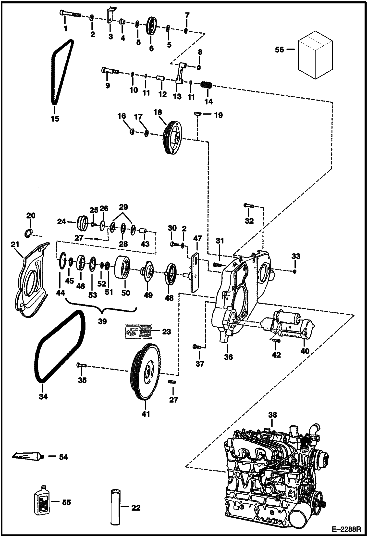 ДВИГАТЕЛЬ И КРЕПЕЖНЫЕ ДЕТАЛИ (СИСТЕМА РЕМНЕЙ ПРИВОДА)