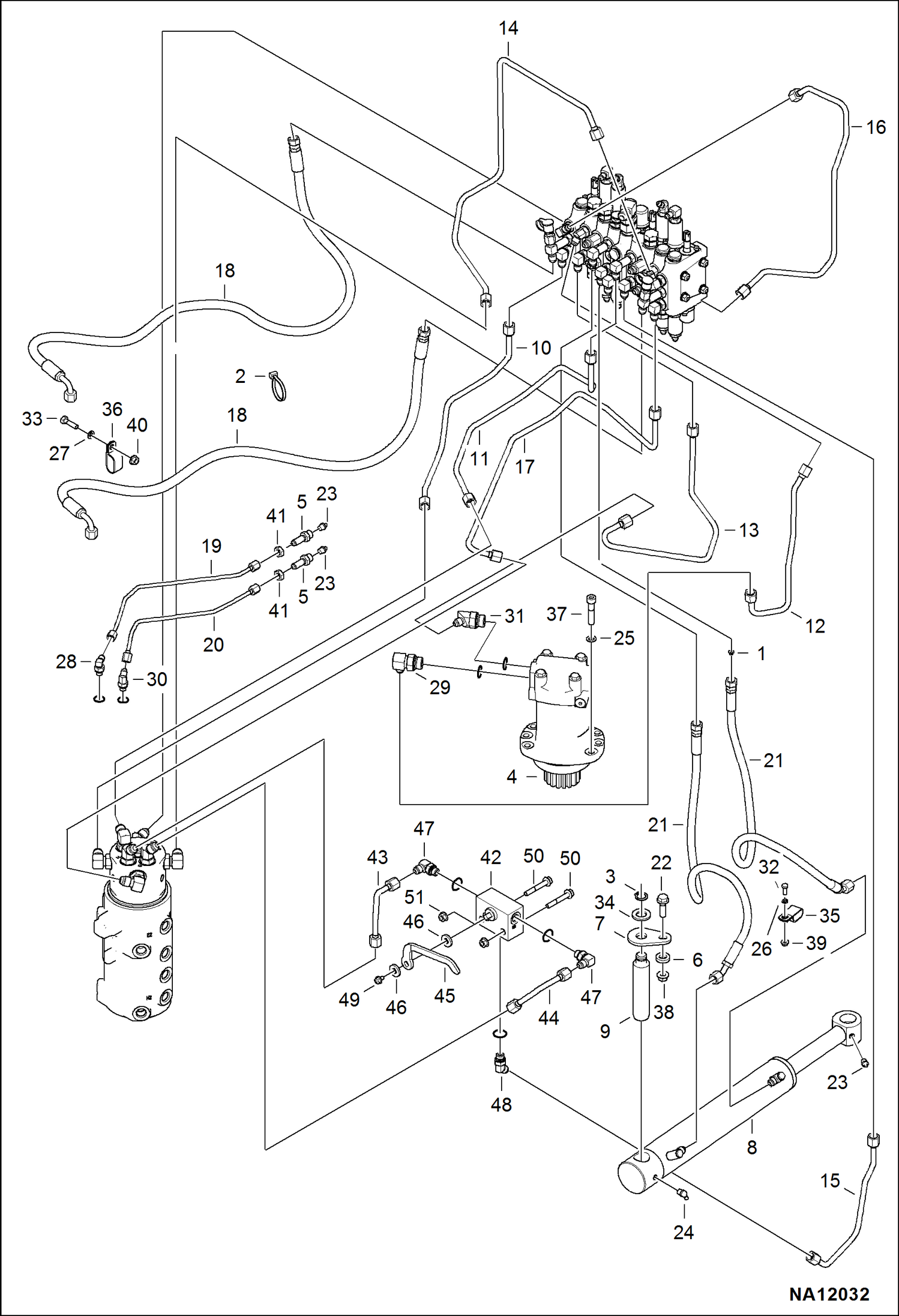 СХЕМА ГИДРАВЛИЧЕСКОЙ СИСТЕМЫ (ВЕРХНИЙ) (СЕРИЙНЫЙ НОМЕР AB4711001 - AB4711897)
