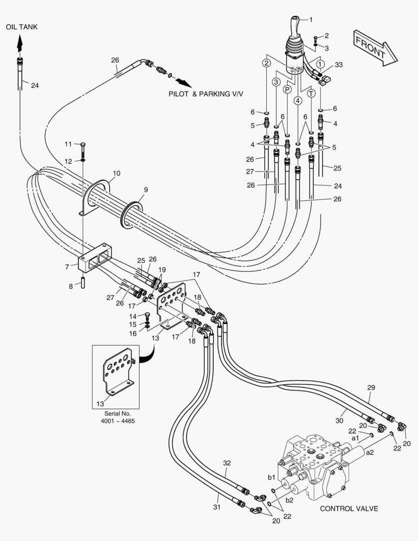 ТРУБОПРОВОД СЕРВОУПРАВЛЕНИЯ (ОДИН - 2 КАТУШКИ)(B ТИП)