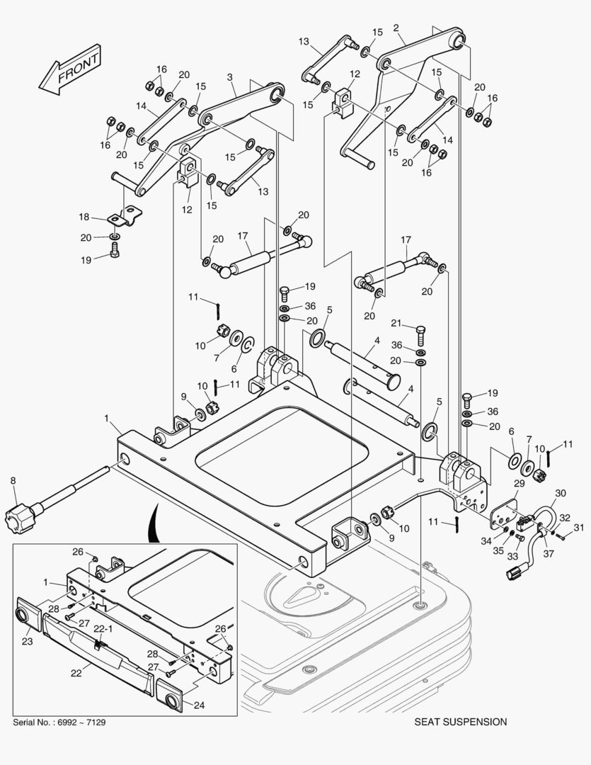 Спецтехника 7361 SEAT SLIDING PLATE - ROPS [6992~]