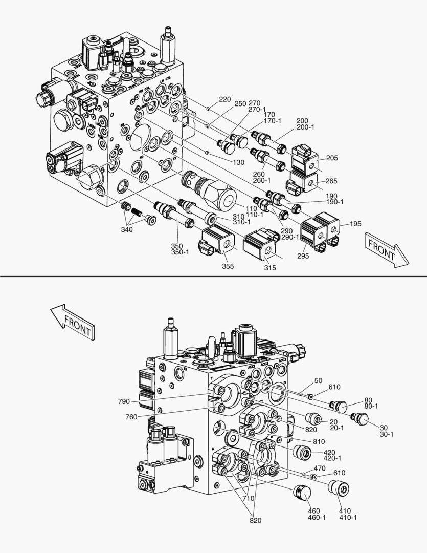 G190-240 MAIN VALVE,EXPLODED - FRONT AND REAR SIDE