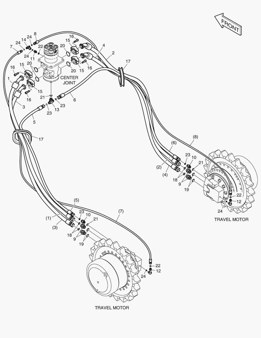 7460 TRAVEL PIPING - NARROW TRACK(DX160LC-3)