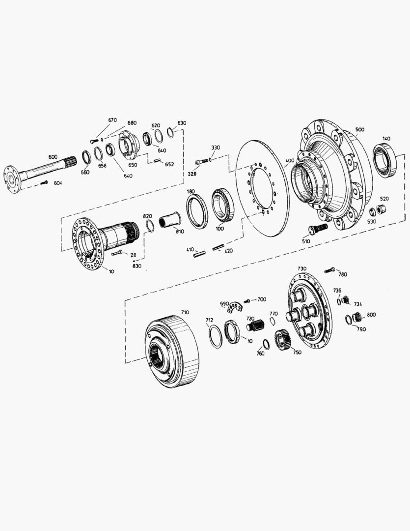 G031-3 HUB; FRONT AXLE