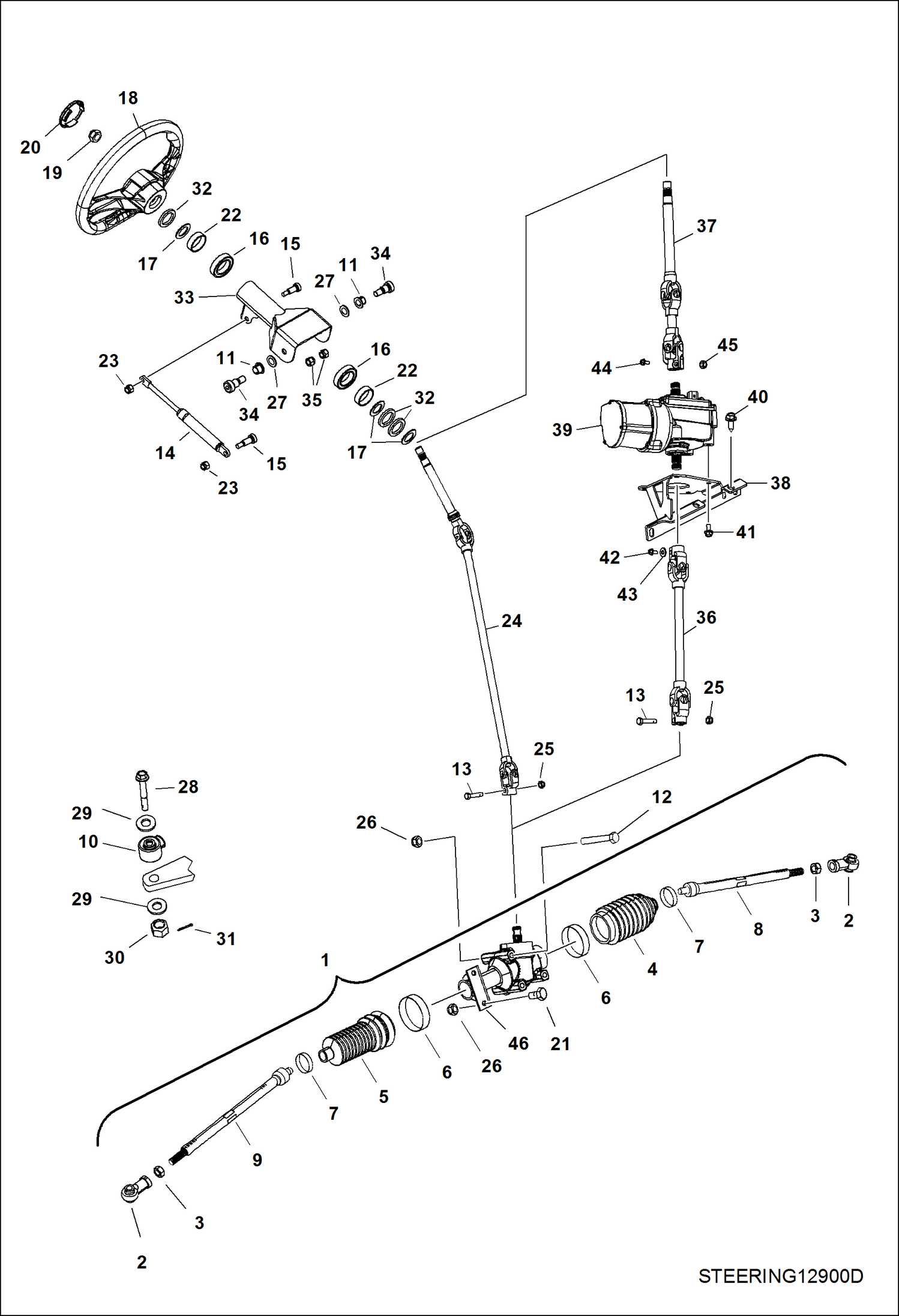 РУЛЕВОЕ УПРАВЛЕНИЕ, РУЛЕВОЕ УПРАВЛЕНИЕ В СБОРЕ (СЕРИЙНЫЙ НОМЕР AJNW20001 И ВЫШЕ)