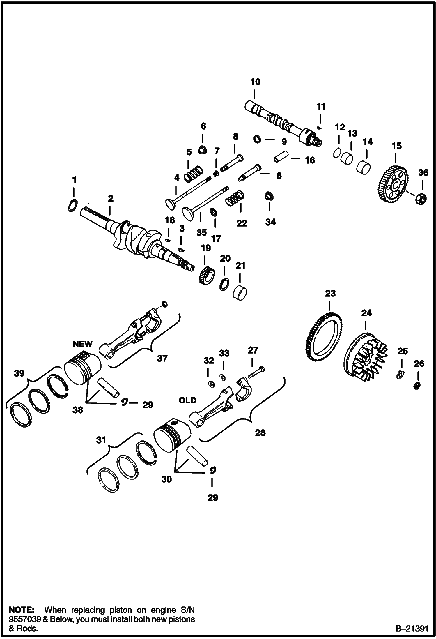 КОЛЕНЧАТЫЙ ВАЛ, РАСПРЕДЕЛИТЕЛЬНЫЙ ВАЛ, КЛАПАНЫ И ПОРШЕНЬ
