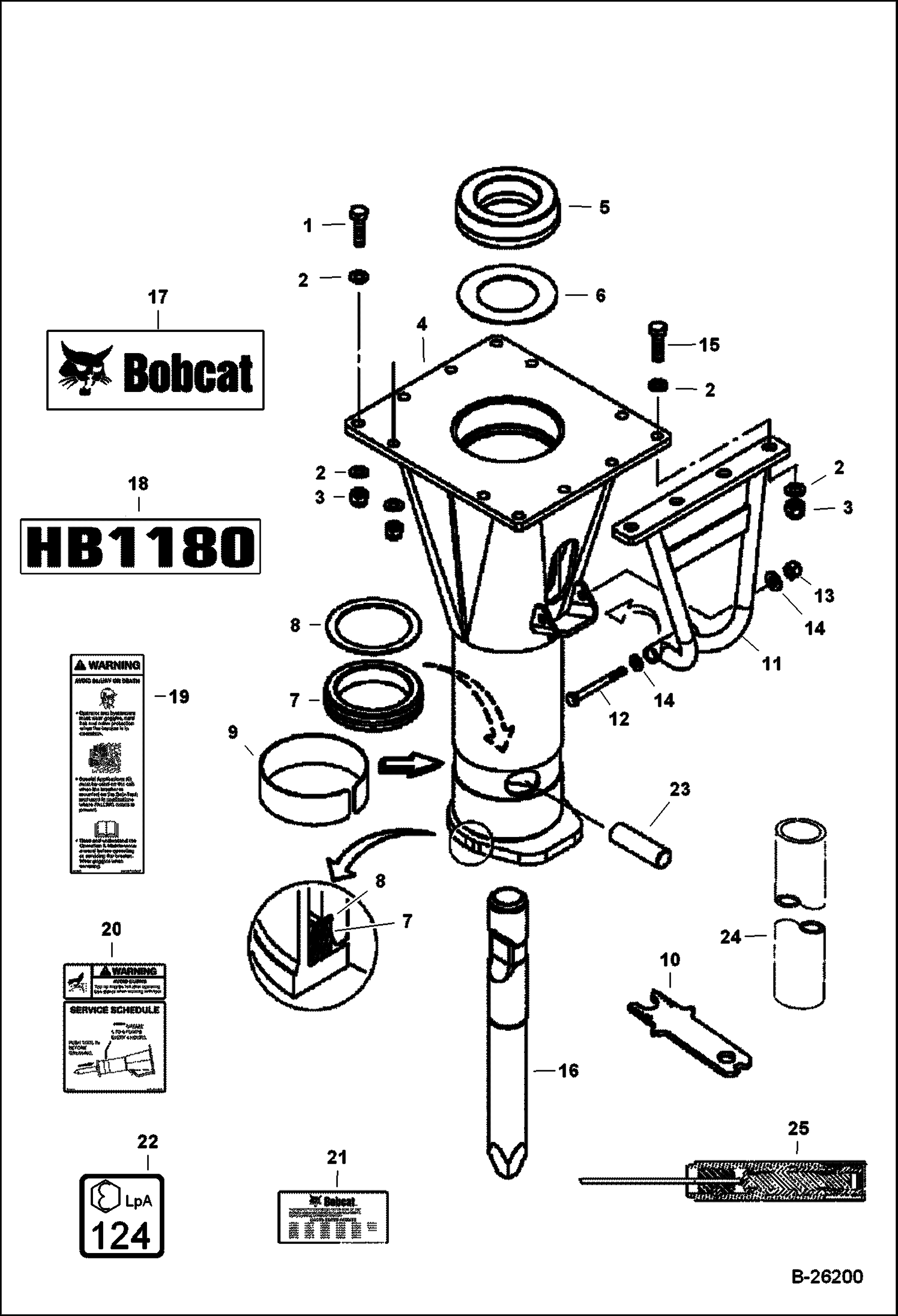 ГИДРОМОЛОТ (РАМА ШАССИ И КРЕПЕЖНЫЕ ДЕТАЛИ) (HB1180 A01R) (ИСПОЛЬЗУЕТСЯ НА 335, 337, 341, 435)