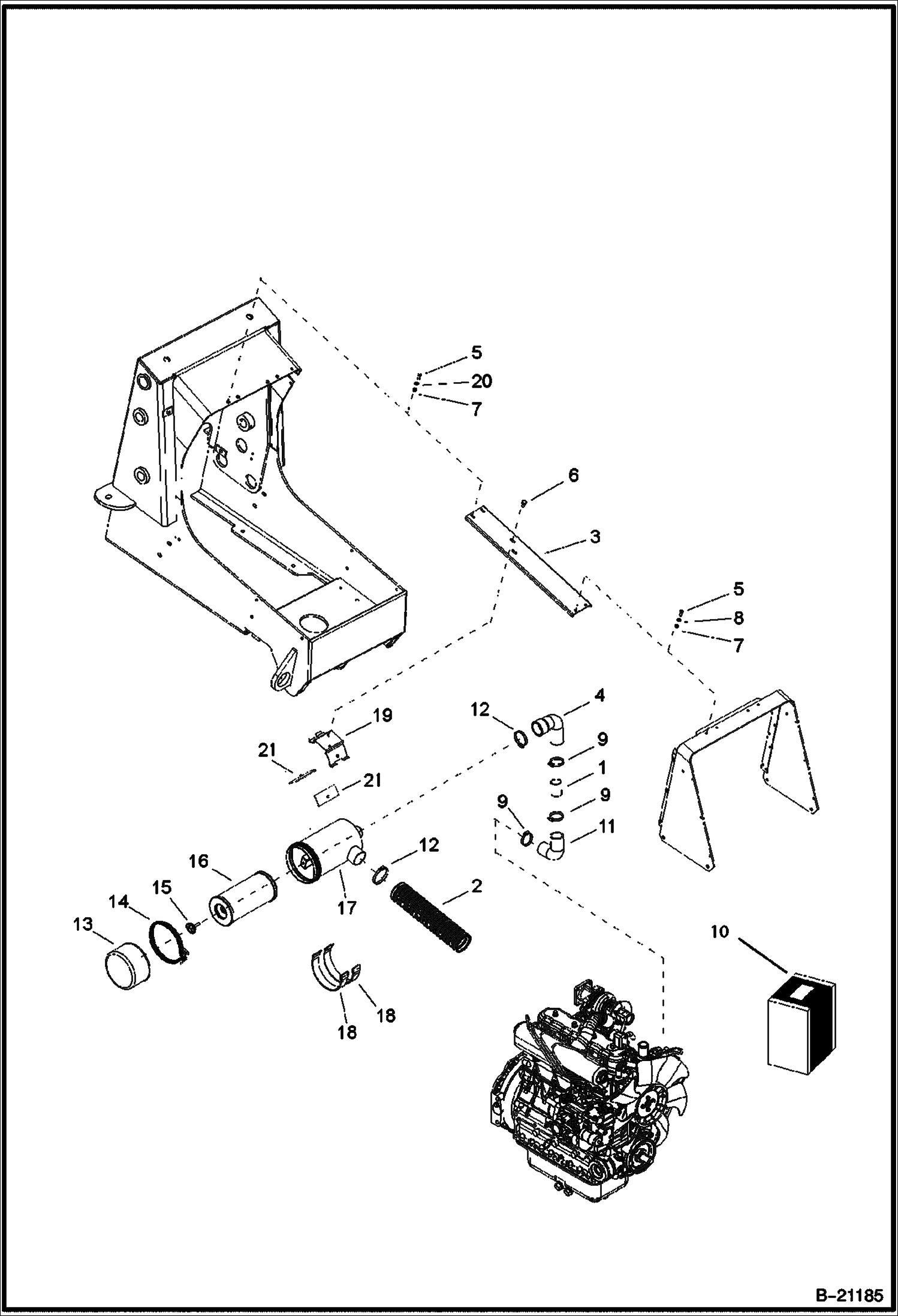 ДВИГАТЕЛЬ И КРЕПЕЖНЫЕ ДЕТАЛИ ВОЗДУХООЧИСТИТЕЛЬ