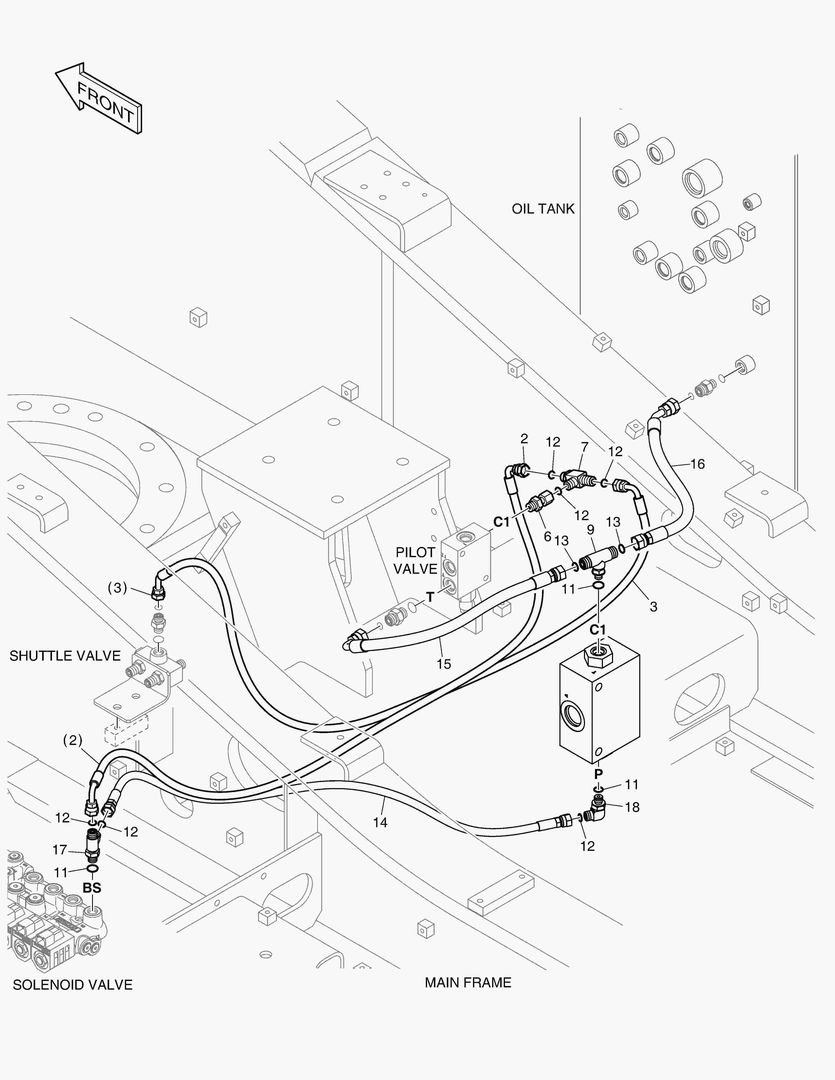 ТРУБОПРОВОД СЕРВОУПРАВЛЕНИЯ - 2 НАСОСА(ШАРНИРНАЯ СТРЕЛА)
