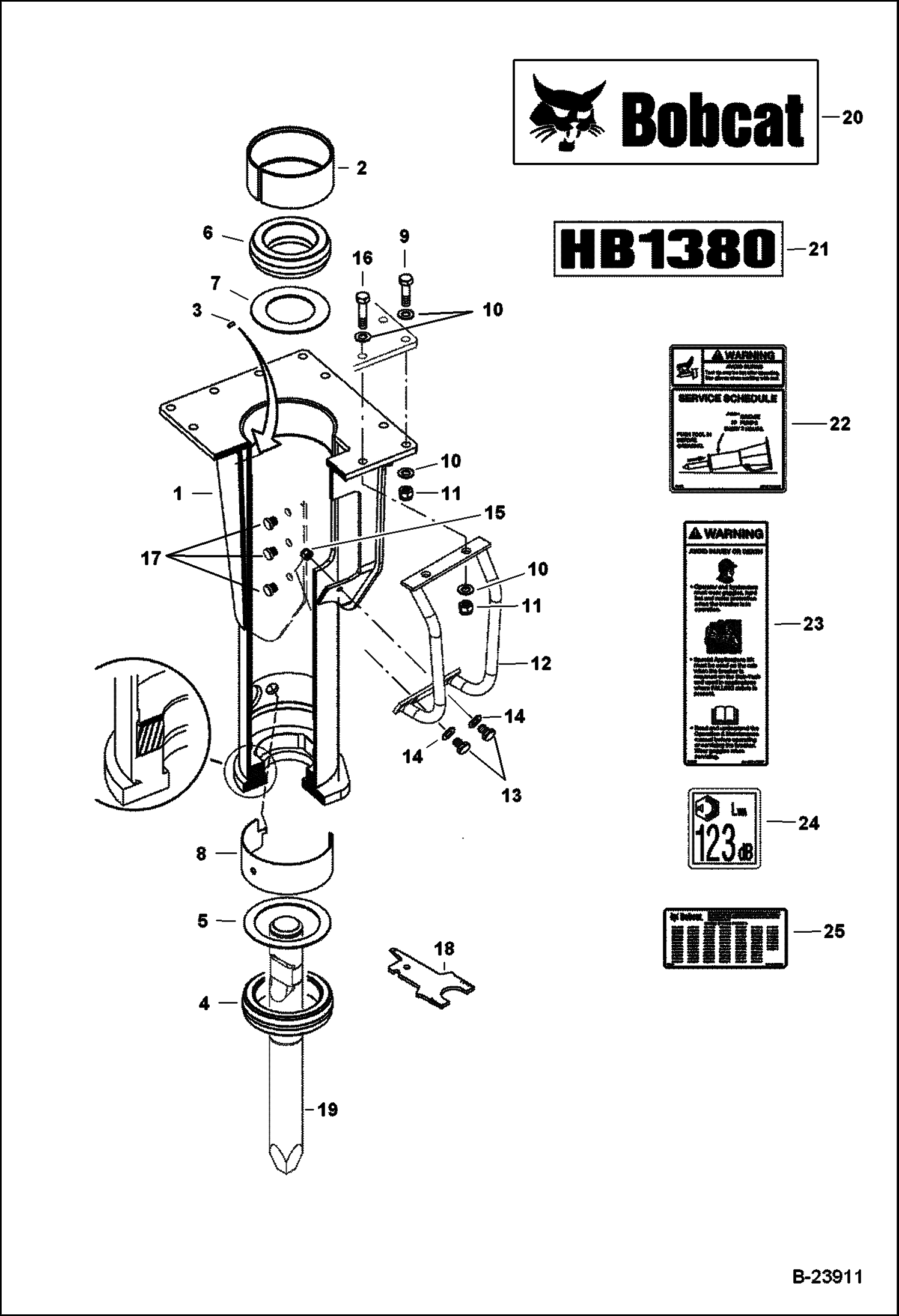 ГИДРОМОЛОТ (РАМА ШАССИ И КРЕПЕЖНЫЕ ДЕТАЛИ) (HB1380 AC45)