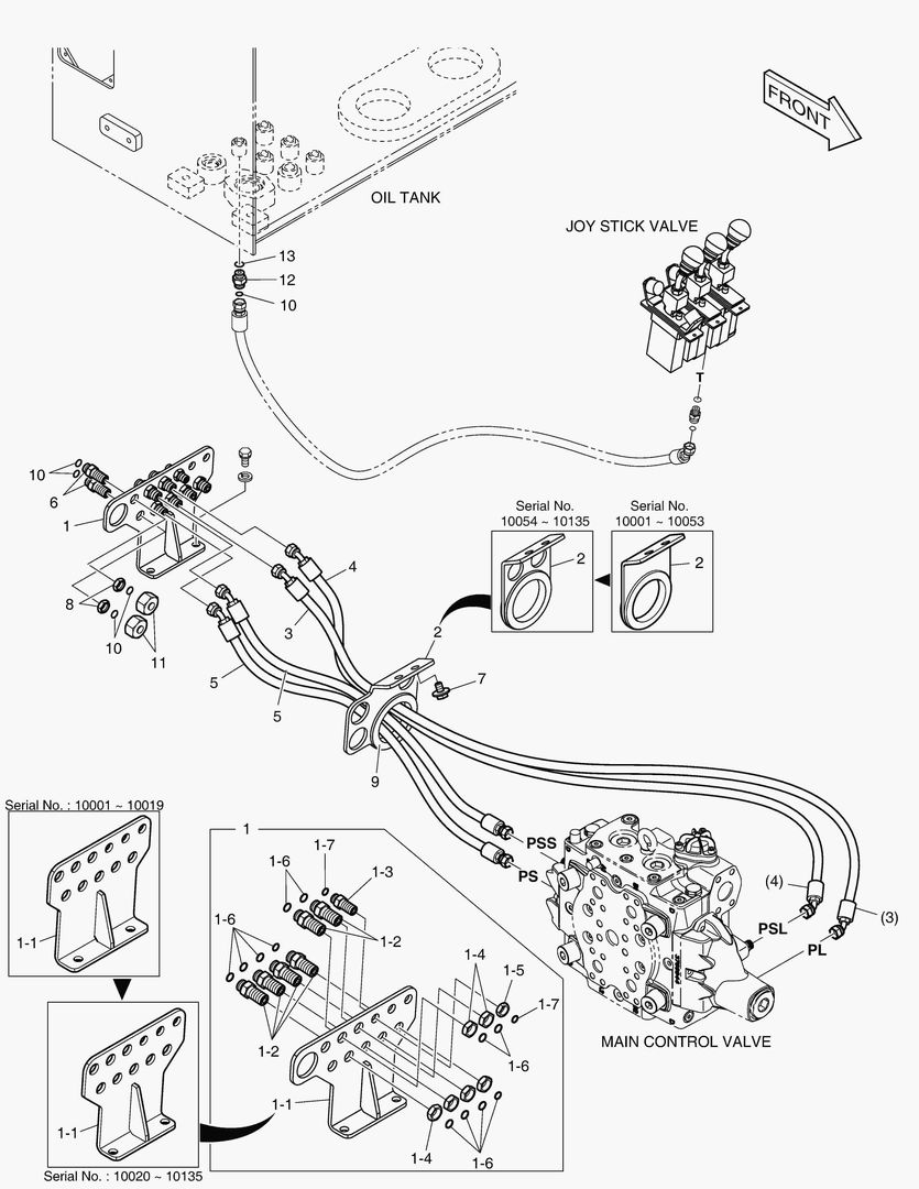 ТРУБОПРОВОД СЕРВОУПРАВЛЕНИЯ - 2 КАТУШКИ(3 РЫЧАГА)