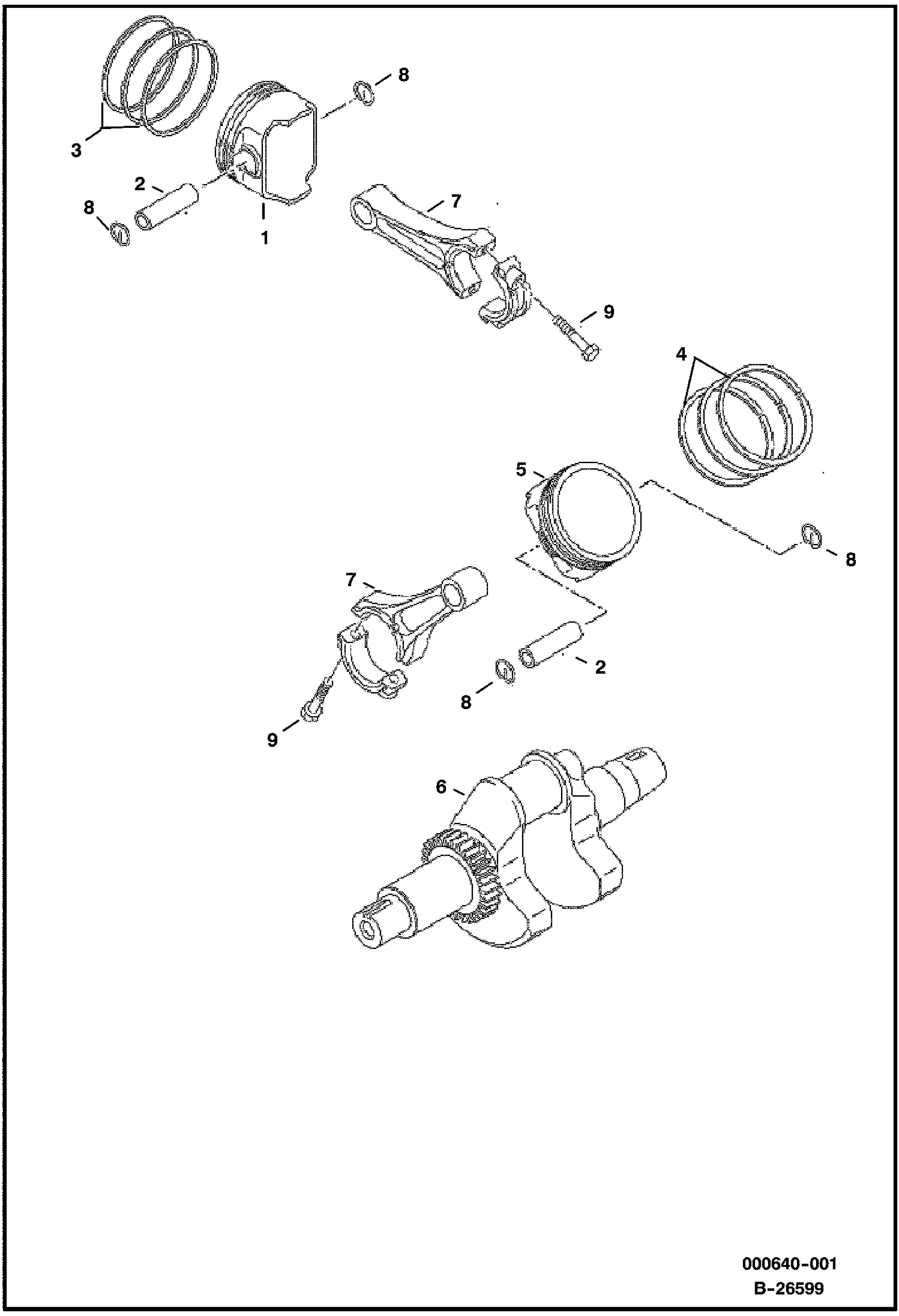 ПОРШНИ И КОЛЕНЧАТЫЙ ВАЛ ДВИГАТЕЛЯ KAWASAKI