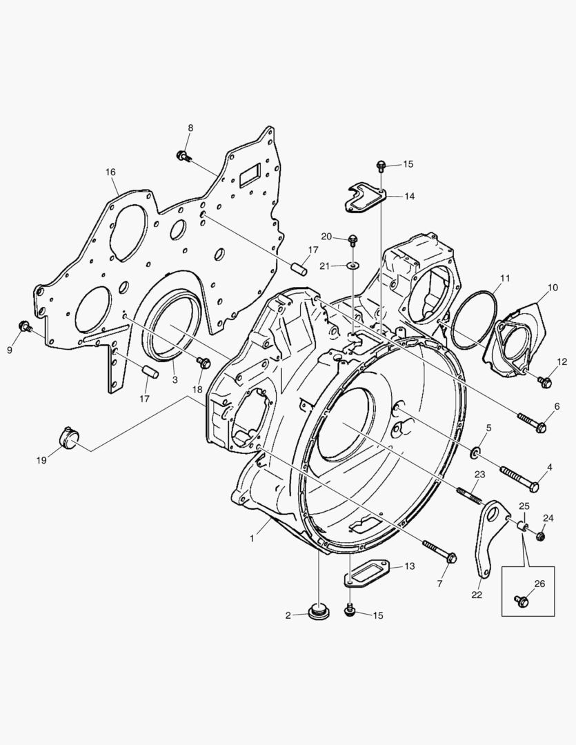 006 FLYWHEEL HOUSING,TIMING GEAR PLATE