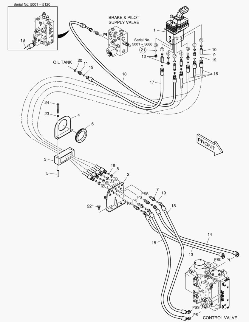 ТРУБОПРОВОД СЕРВОУПРАВЛЕНИЯ-РЫЧАГ ПЕРЕДАЧИ + 2 КАТУШКИ