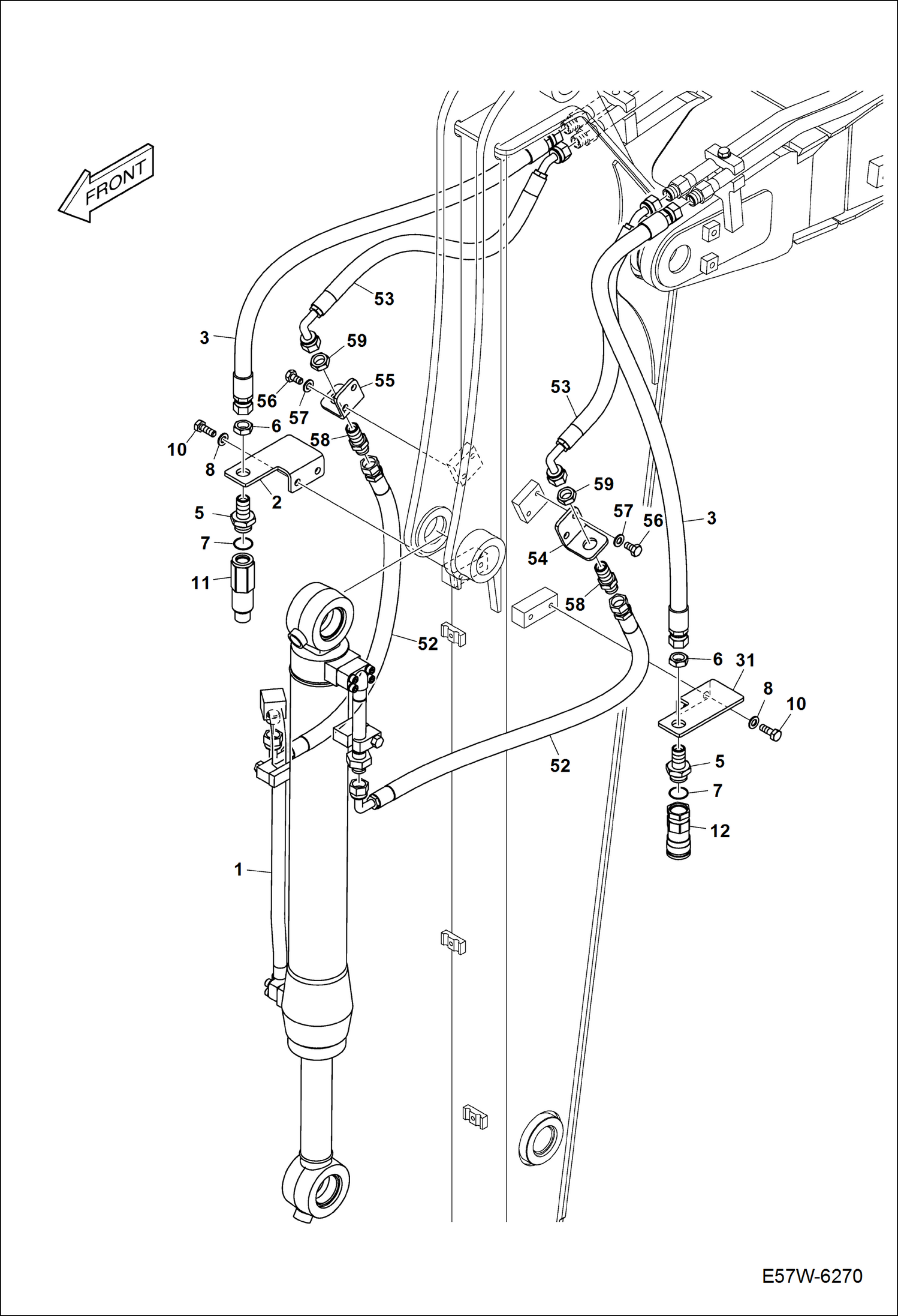 СХЕМА ГИДРАВЛИЧЕСКОЙ СИСТЕМЫ (РУКОЯТЬ 1,9 М)