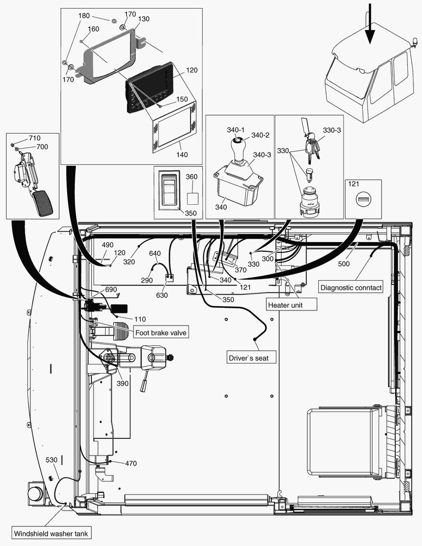 Спецтехника G305-190 EL.SYSTEM CABIN, MAIN CABLE SET - главное фото