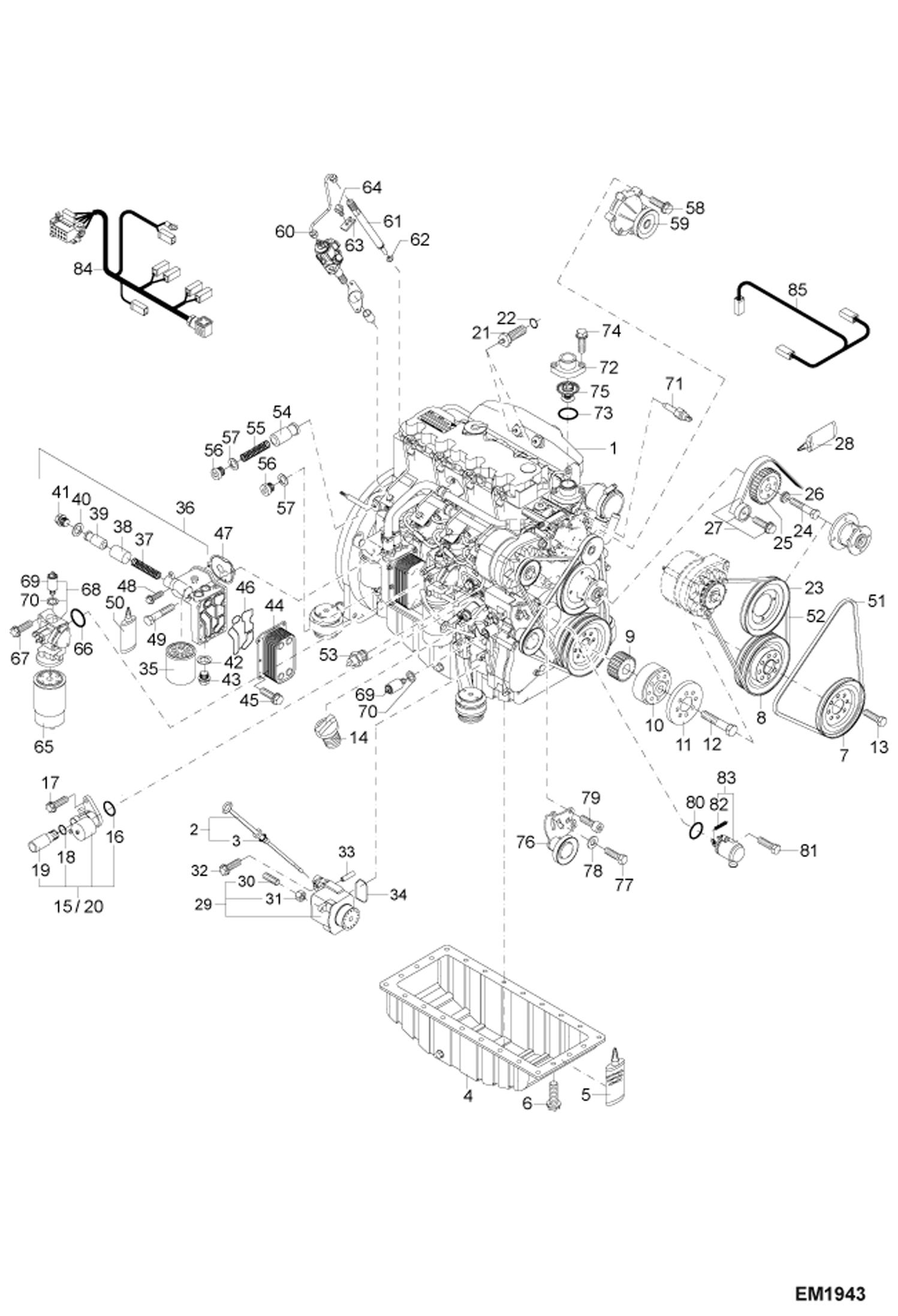 Схема ДЕТАЛИ ДВИГАТЕЛЯ I (СЕРИЙНЫЙ НОМЕР ADBR11169 И ВЫШЕ, ADBS11169 И ВЫШЕ)