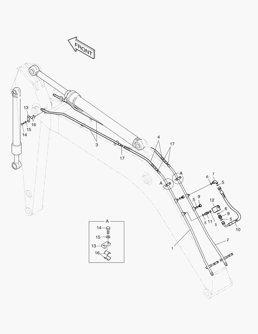 Схема ГИДРОСИСТЕМА СТРЕЛЫ-СТРЕЛА 6.3 м(ОДИН ПУТЬ)