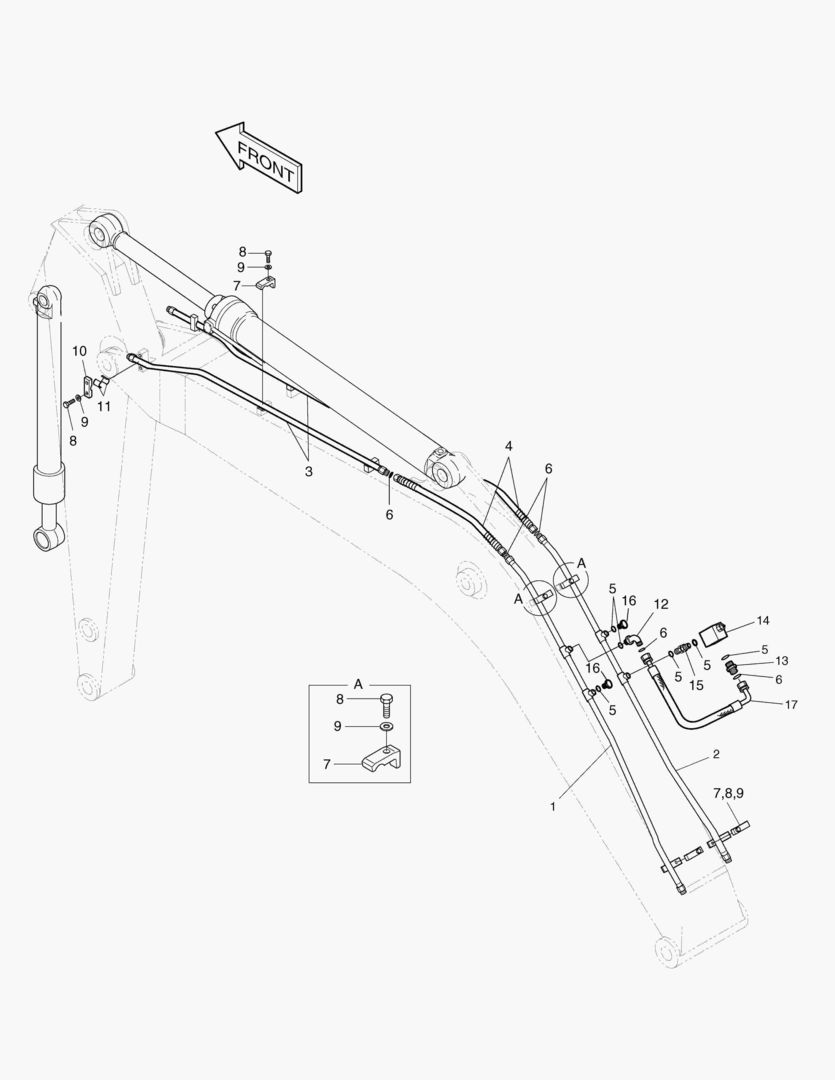 ГИДРОСИСТЕМА СТРЕЛЫ-СТРЕЛА 5.2 м + РУКОЯТЬ 2.4 м
