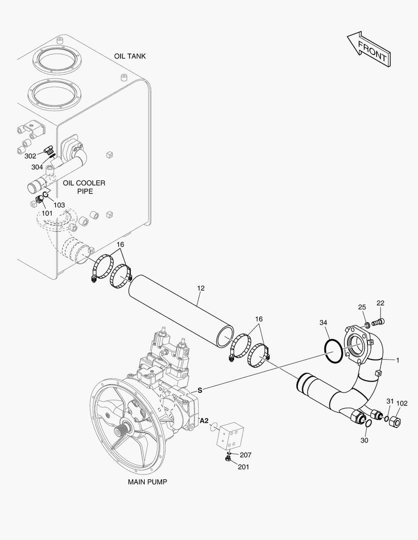 1250 OIL COOLER PIPING(1) - PUMP