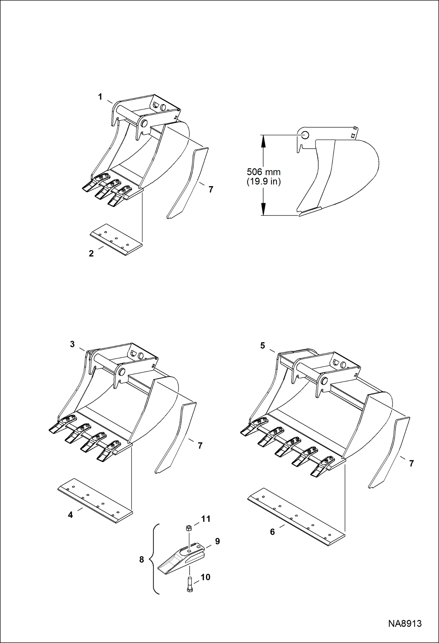 ЗЕМЛЕРОЙНЫЙ КОВШ MS03 (КЛАСС 2) (С БОЛТОВЫМ КРЕПЛЕНИЕМ ЗУБЬЕВ)