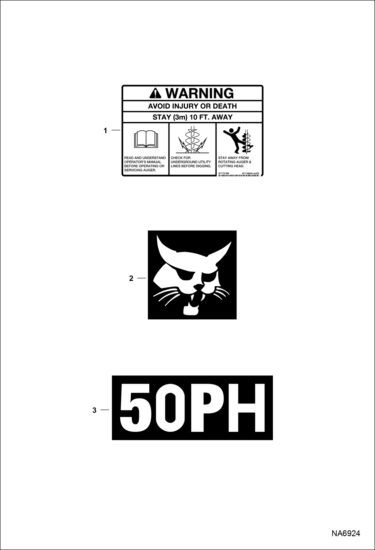 Схема БУР ГИДРАВЛИЧЕСКИЙ (ПРЕДУПРЕЖДАЮЩИЕ ТАБЛИЧКИ) (50PH B2KY)