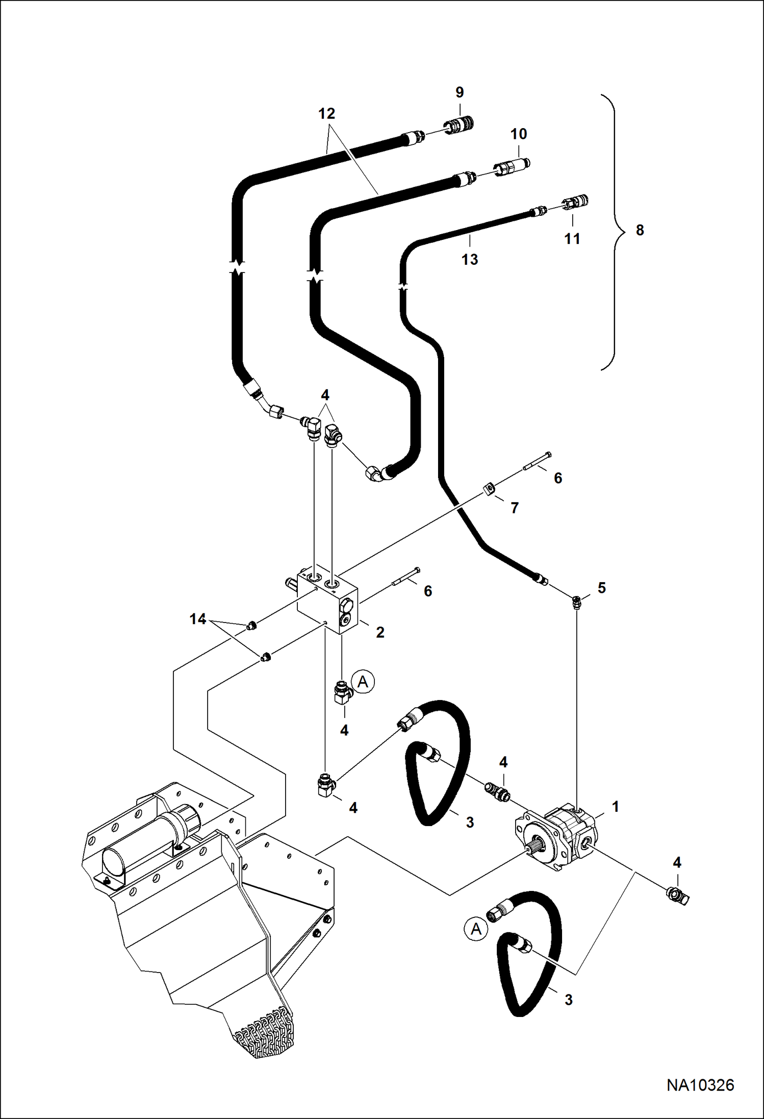 КОСИЛКА-ИЗМЕЛЬЧИТЕЛЬ (СХЕМА ГИДРАВЛИЧЕСКОЙ СИСТЕМЫ) (МОТОР-РЕДУКТОР И КЛАПАН) (40FMR B1YU)