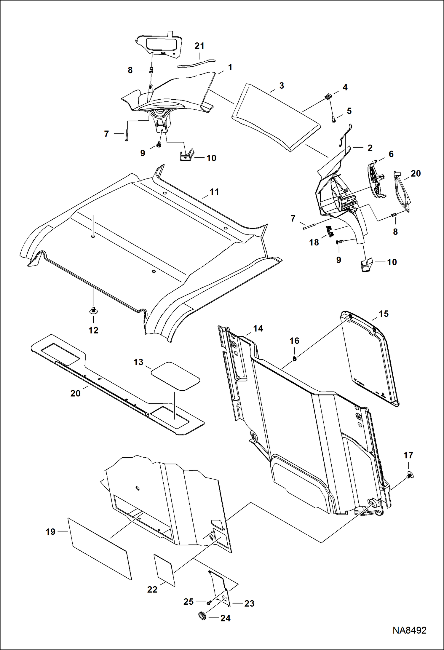 Схема КАБИНА ОПЕРАТОРА (ВНУТРЕННЕЕ ОБОРУДОВАНИЕ КАБИНЫ) (СТАНДАРТНАЯ)