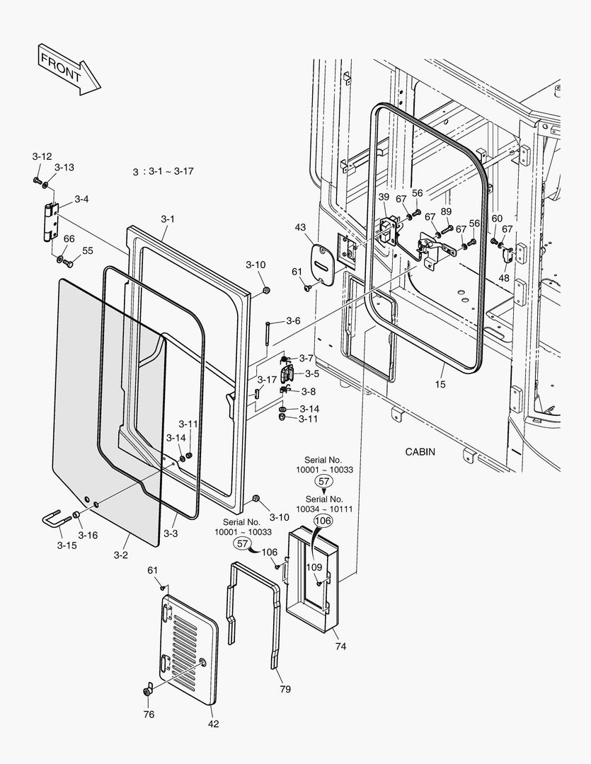 Схема 1440 CABIN(5) - DOOR ASS`Y(R.H)