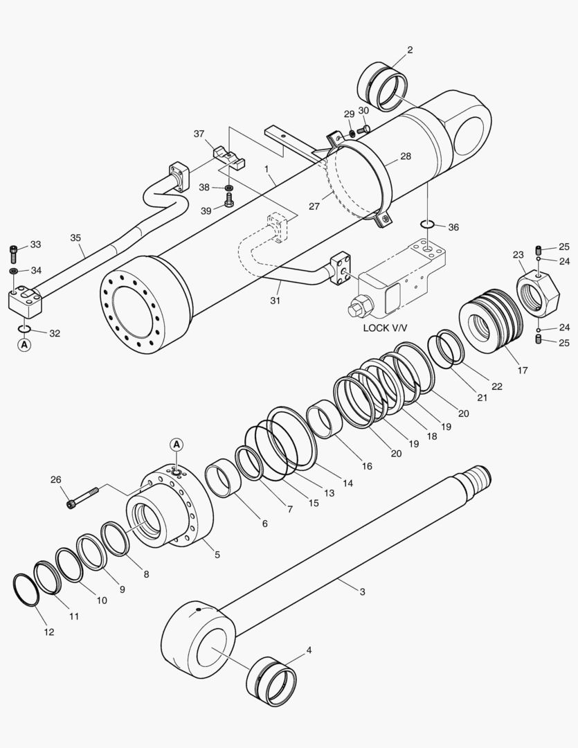 ЦИЛИНДР СТРЕЛЫ(ЛЕВОСТОРОННИЙ)-ГИДРОЗАМОК