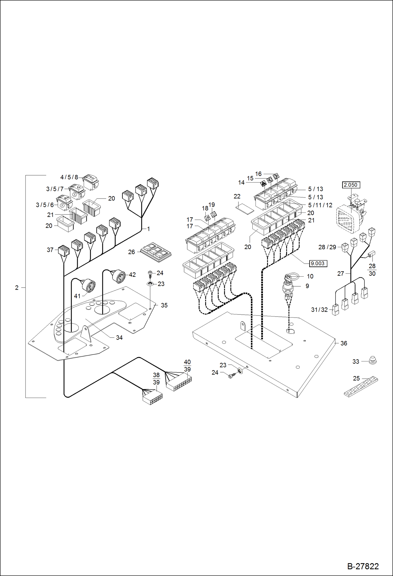 ЭЛЕКТРИЧЕСКАЯ УСТАНОВКА - ПРИБОРНАЯ ПАНЕЛЬ - ТИП КРЫШИ НАД СИДЕНЬЕМ ВОДИТЕЛЯ