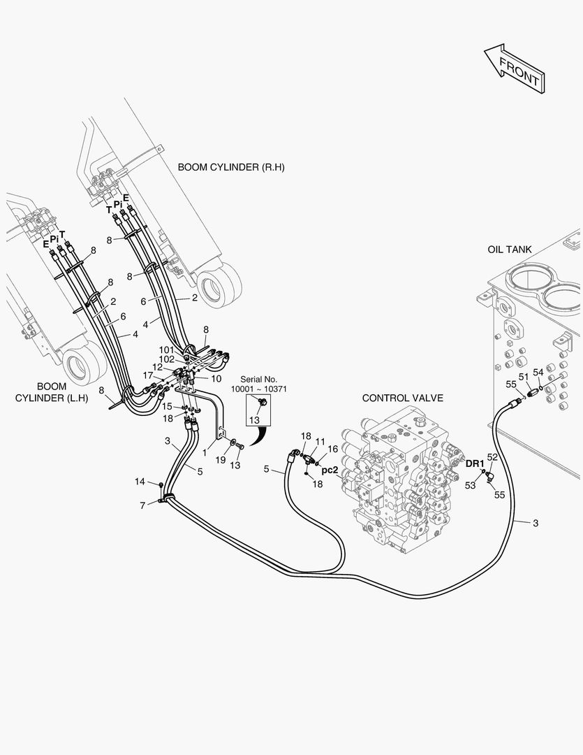 ТРУБОПРОВОД СЕРВОУПРАВЛЕНИЯ-ГИДРОЗАМОК СТРЕЛЫ