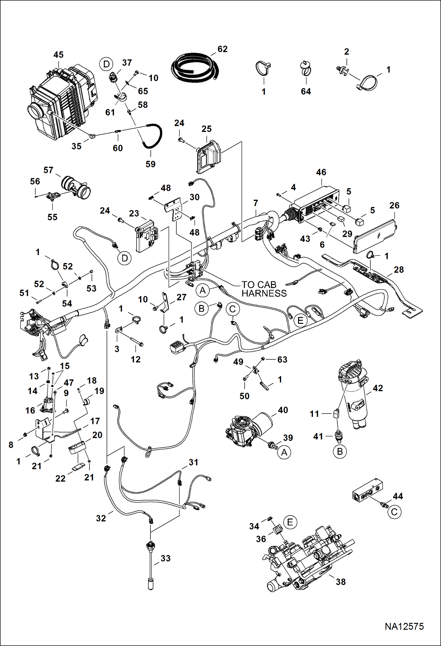 ЭЛЕКТРОСХЕМА ДВИГАТЕЛЯ (ГЛАВНЫЙ ЖГУТ ПРОВОДОВ РАМЫ И ДАТЧИКИ ФИЛЬТРА) (СЕРИЙНЫЙ НОМЕР B3CA11805 И ВЫШЕ)