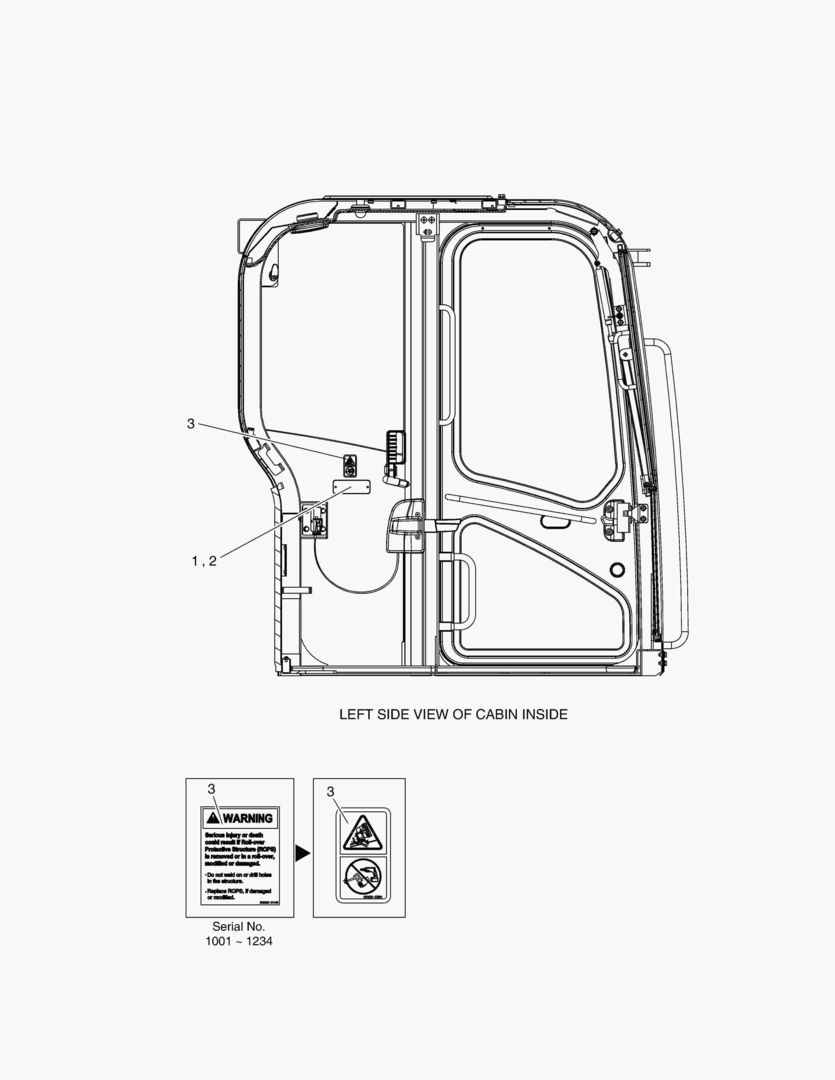 ПРЕДУПРЕЖДАЮЩАЯ ТАБЛИЧКА - СИСТЕМА ЗАЩИТЫ ПРИ ОПРОКИДЫВАНИИ