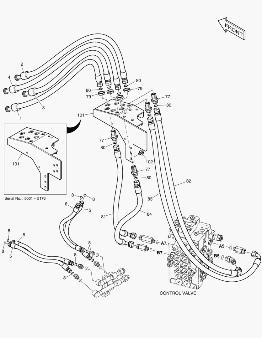 1281 MAIN PIPING(4) - ARM & BUCKET [5014~5226]