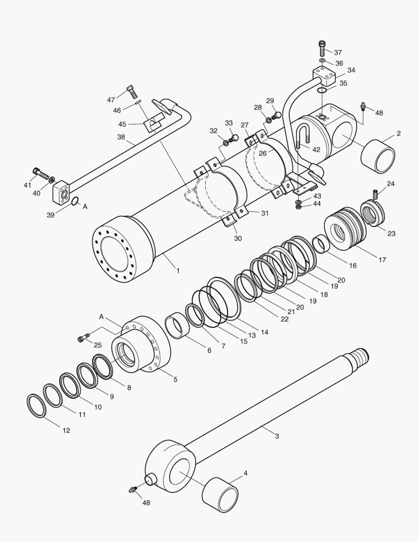 ЦИЛИНДР КОВША - РУКОЯТЬ 2.5 м