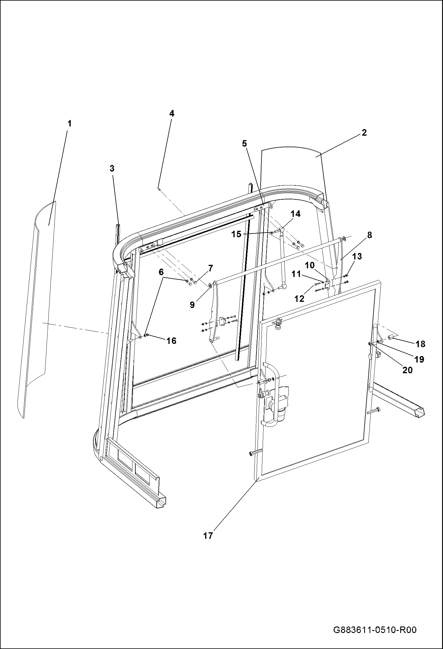 ЗАДНЯЯ СТОРОНА КАБИНЫ И РАМА В СБОРЕ