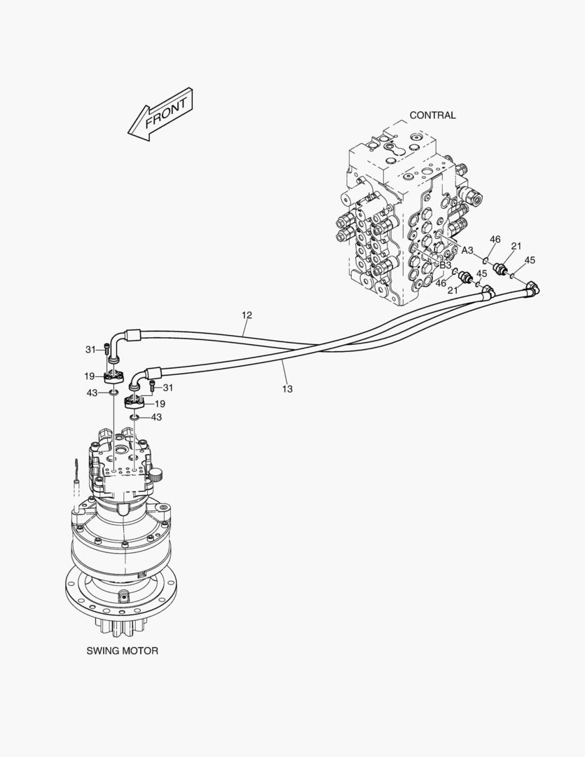 ГЛАВНАЯ МАГИСТРАЛЬ(2)-ГИДРОМОТОР ПОВОРОТА ПЛАТФОРМЫ