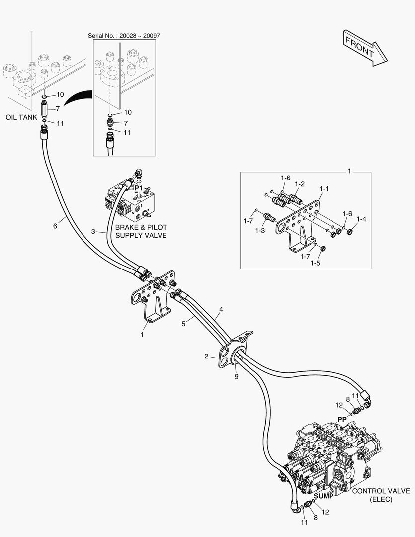 ТРУБОПРОВОД СЕРВОУПРАВЛЕНИЯ - 3 КАТУШКИ(ЭЛЕКТРИКА)